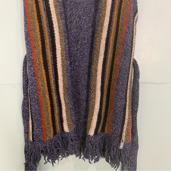 Woolrich shetland Wool Stripped Waist Cardigan Vest Multicolor Fringe Large - Picture 5 of 11